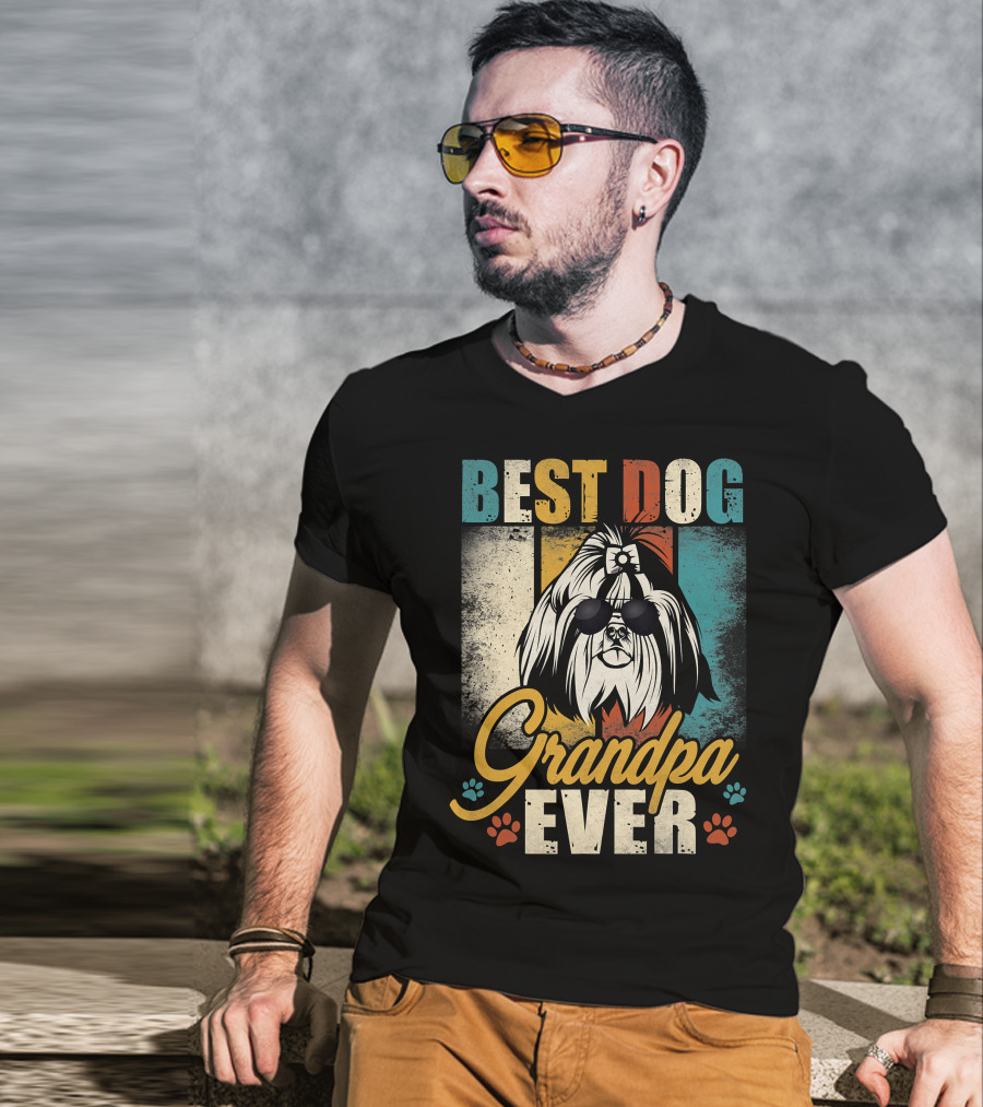 Best Dog Grandpa Ever Shih Tzu Father's Day T-Shirt