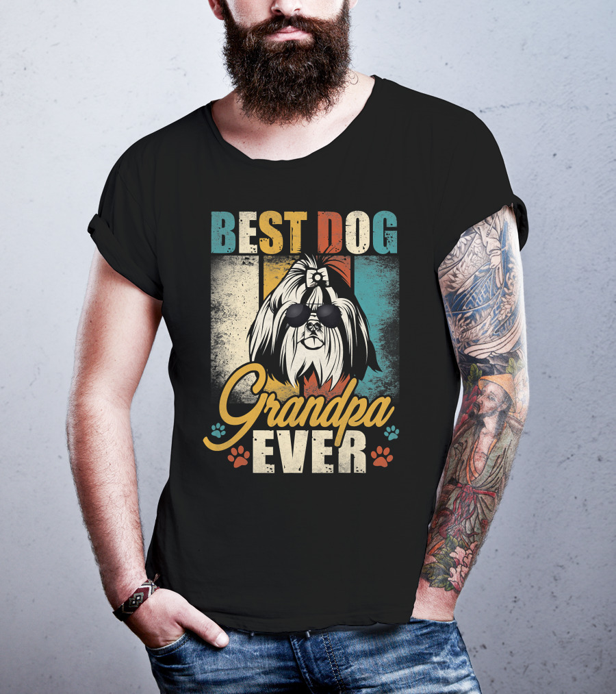 Best Dog Grandpa Ever Shih Tzu Father's Day T-Shirt