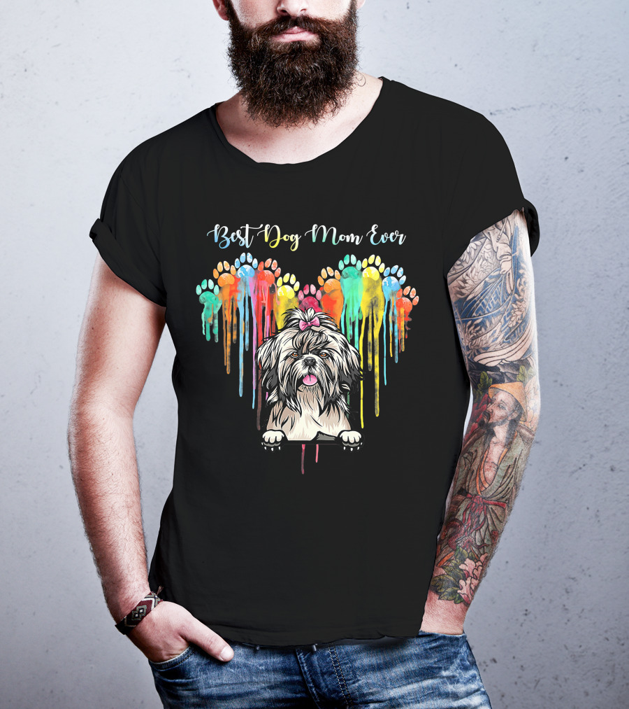 Best Dog Mom Ever Heart Funny Shih Tzu T-Shirt