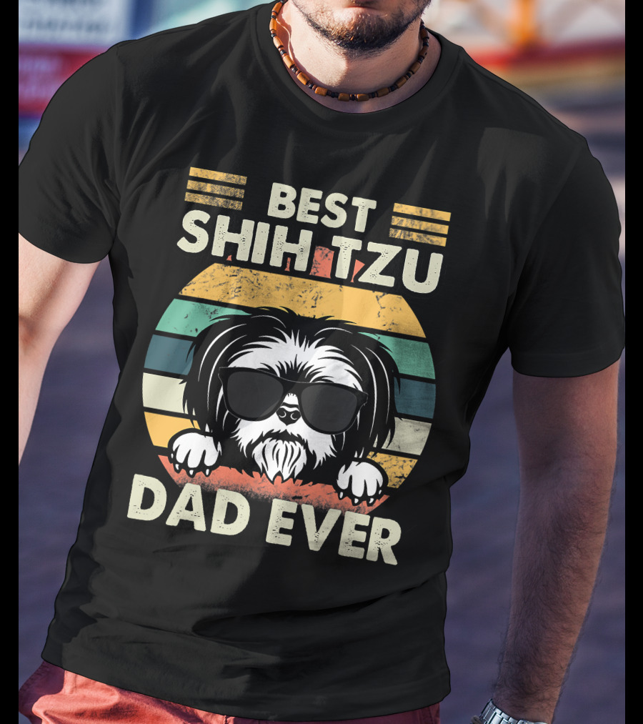 Best Shih Tzu Dad Ever Vintage T-Shirt