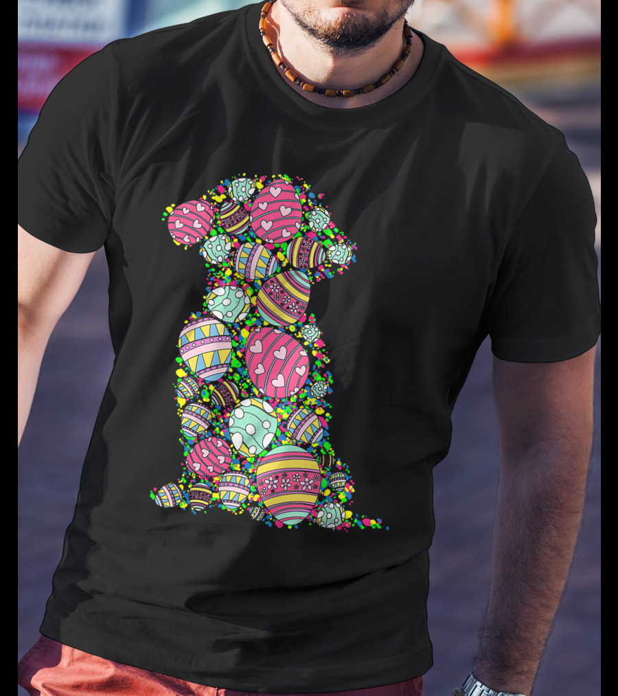Colors Eggs Shih Tzu Dog Puppy Lover Easter Day Vibrant Festive T-Shirt