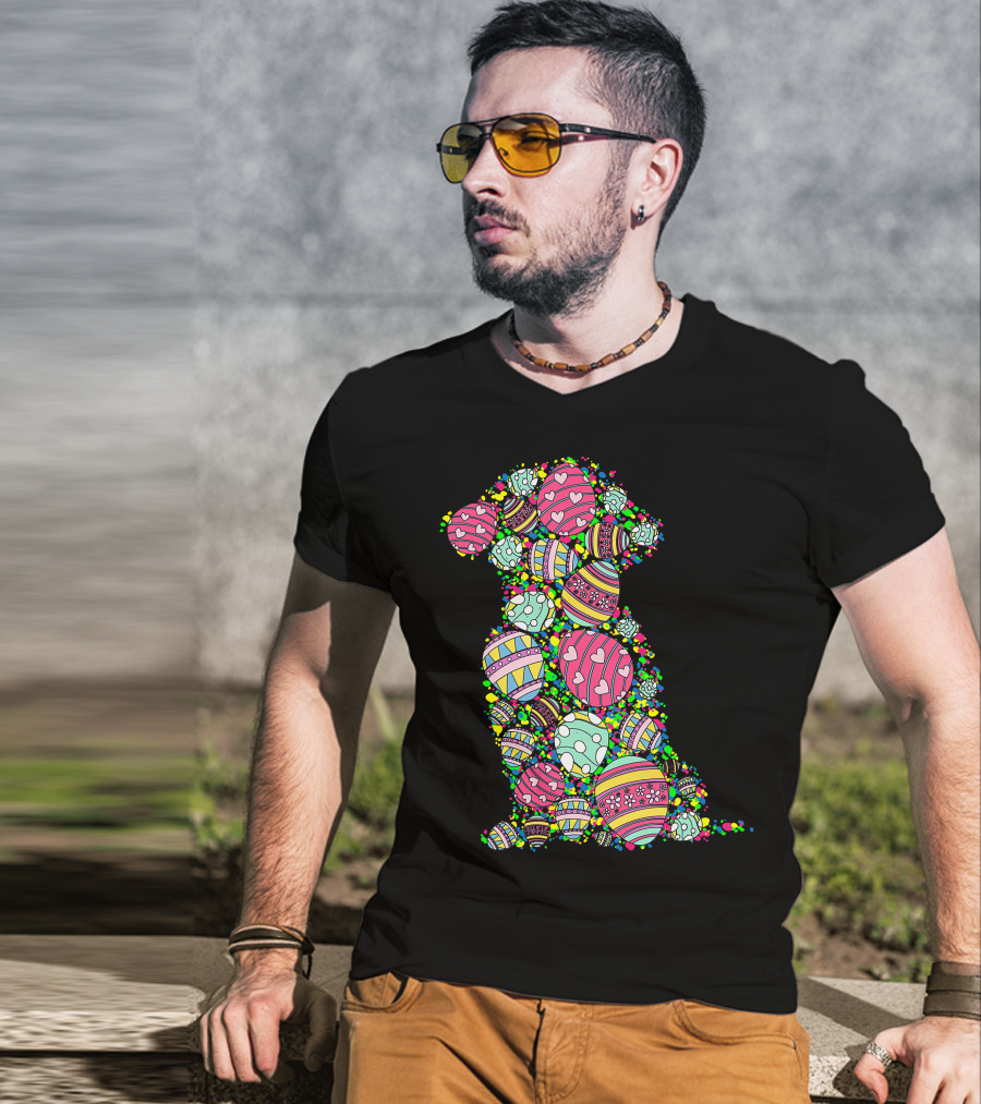 Colors Eggs Shih Tzu Dog Puppy Lover Easter Day Vibrant Festive T-Shirt