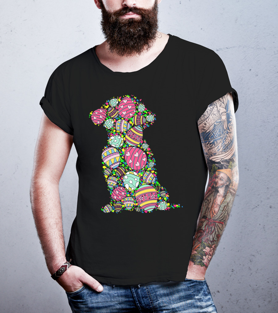 Colors Eggs Shih Tzu Dog Puppy Lover Easter Day Vibrant Festive T-Shirt