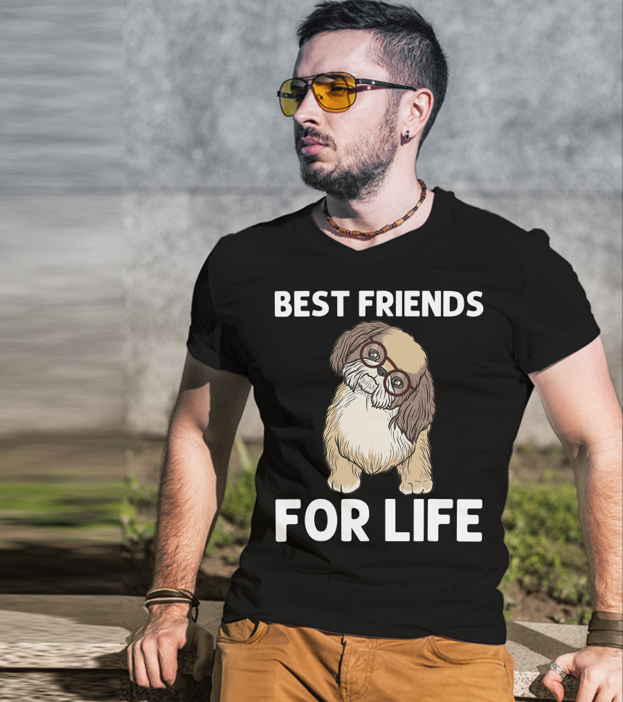 Best Friends For Life Cool Shih Tzu Puppy Pet T-Shirt
