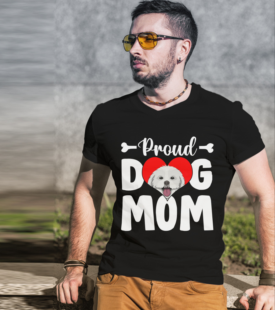 Proud Shih Tzu Dog Mom Heart T-Shirt