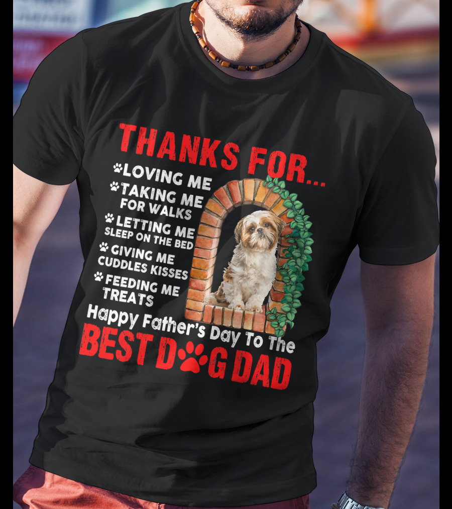 Thanks For Best Dog Dad Cute Shih Tzu T-Shirt