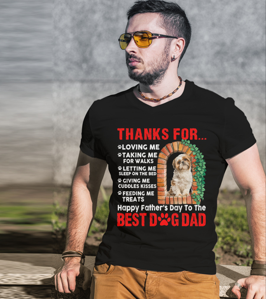 Thanks For Best Dog Dad Cute Shih Tzu T-Shirt