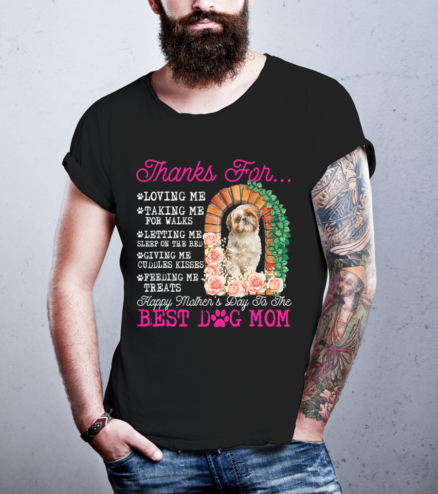 Thanks For Best Dog Mom Cute Shih Tzu Mother's Day T-Shirt