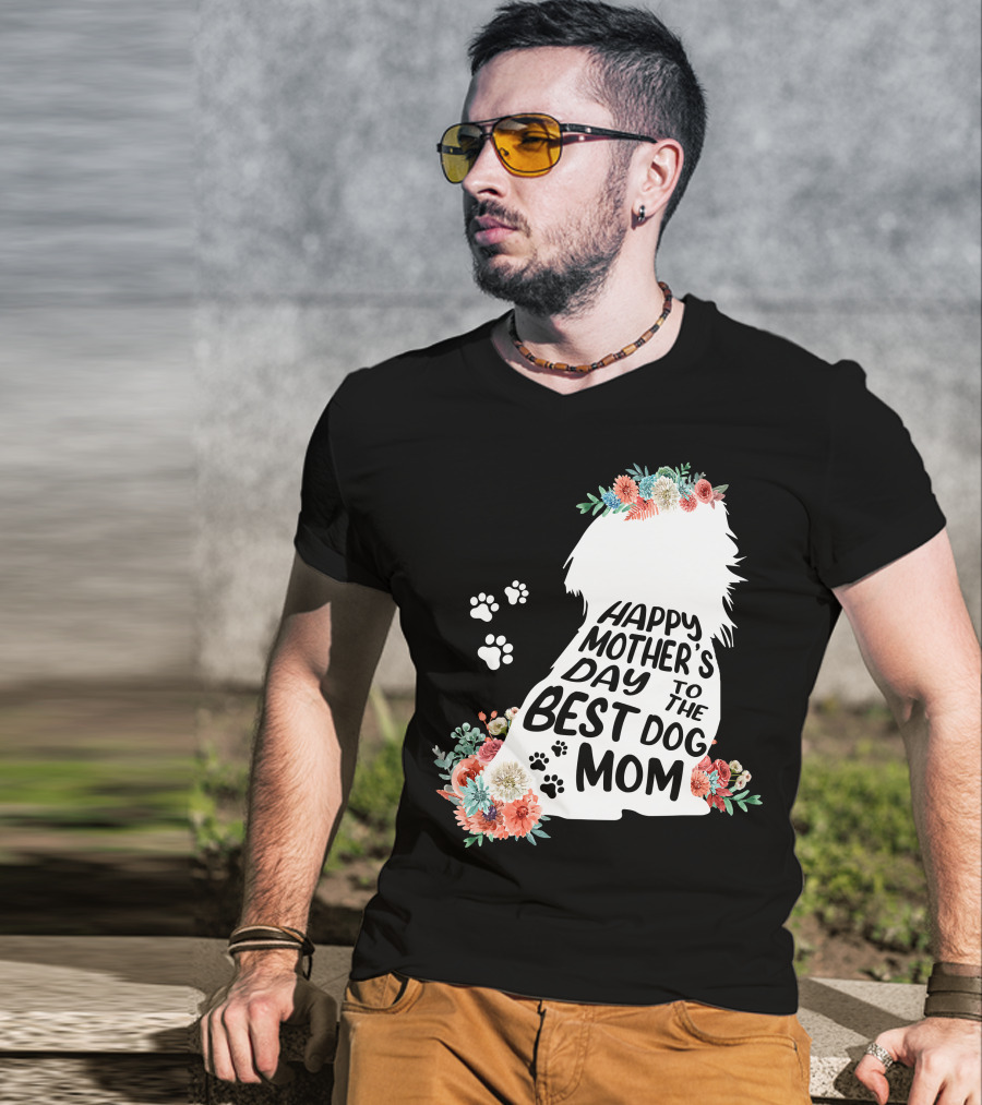 Happy Mother's Day To The Best Shih Tzu Mom Dog Flowers T-Shirt