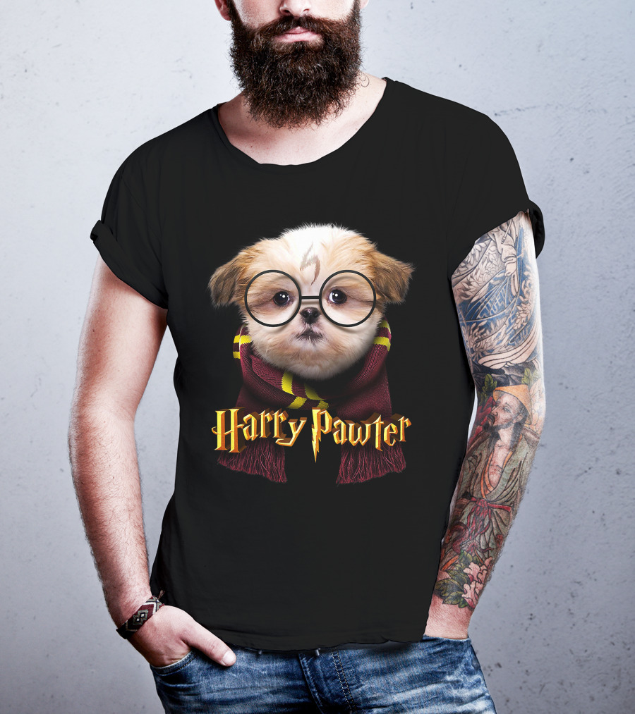 Harry Pawter Shih Tzu Puppy With Glasses And Scarf T-Shirt