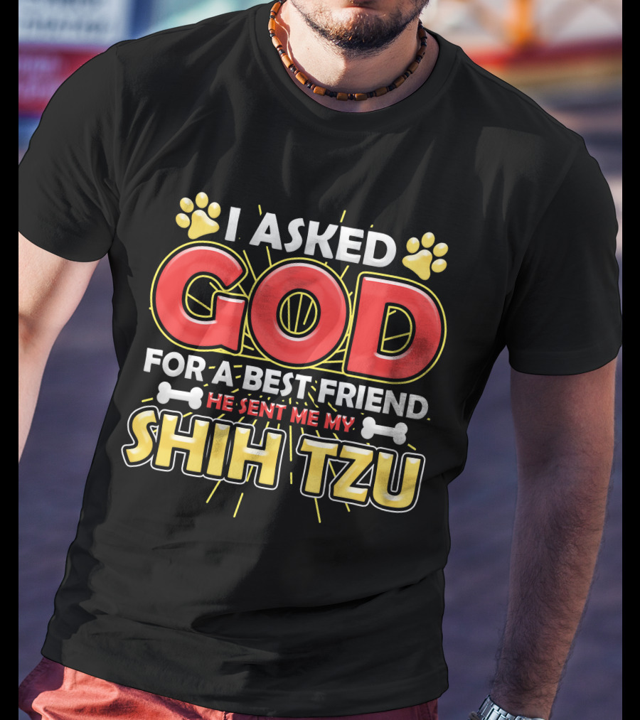 I Asked God For A Best Friend He Sent Me My Shih Tzu T-Shirt