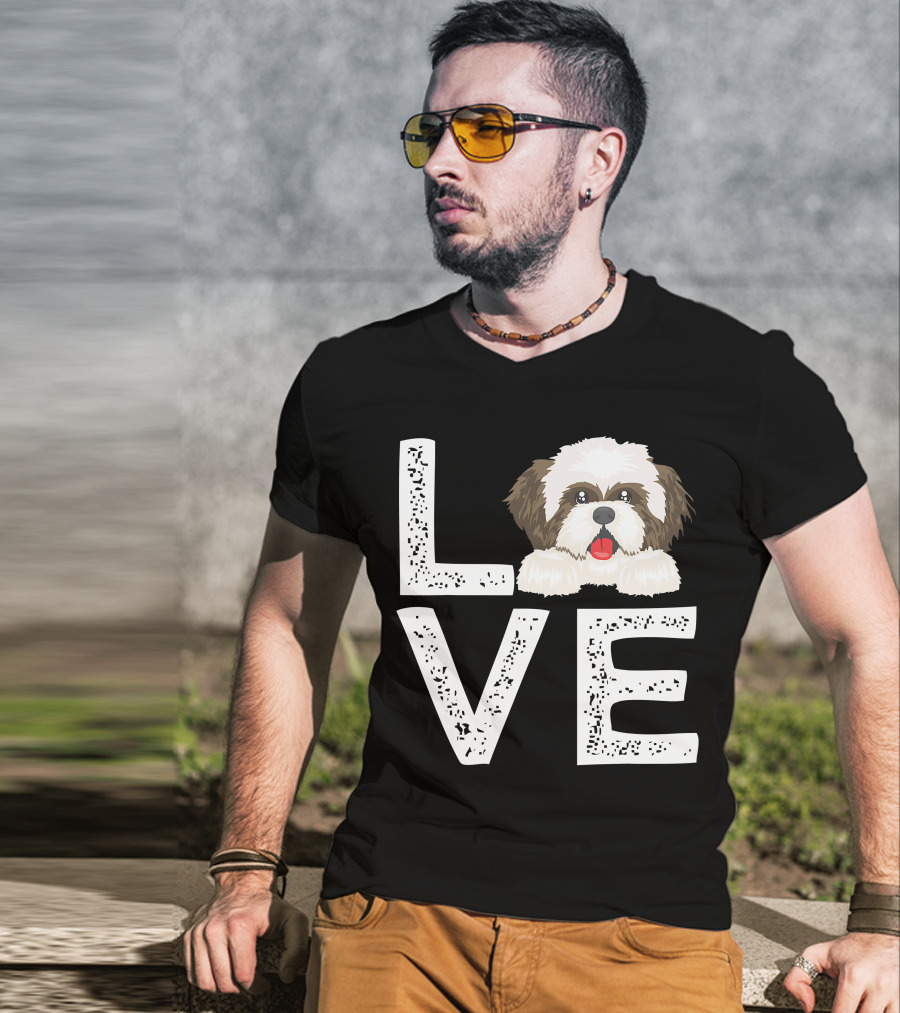I Love My Shih Tzu Funny Shih Tzu Dog Lover Cute Shih Tzu Love T-Shirt