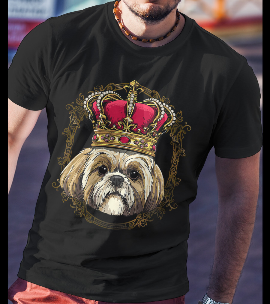 King Shih Tzu Crowned Portrait Queen Shih Tzu Dog T-Shirt
