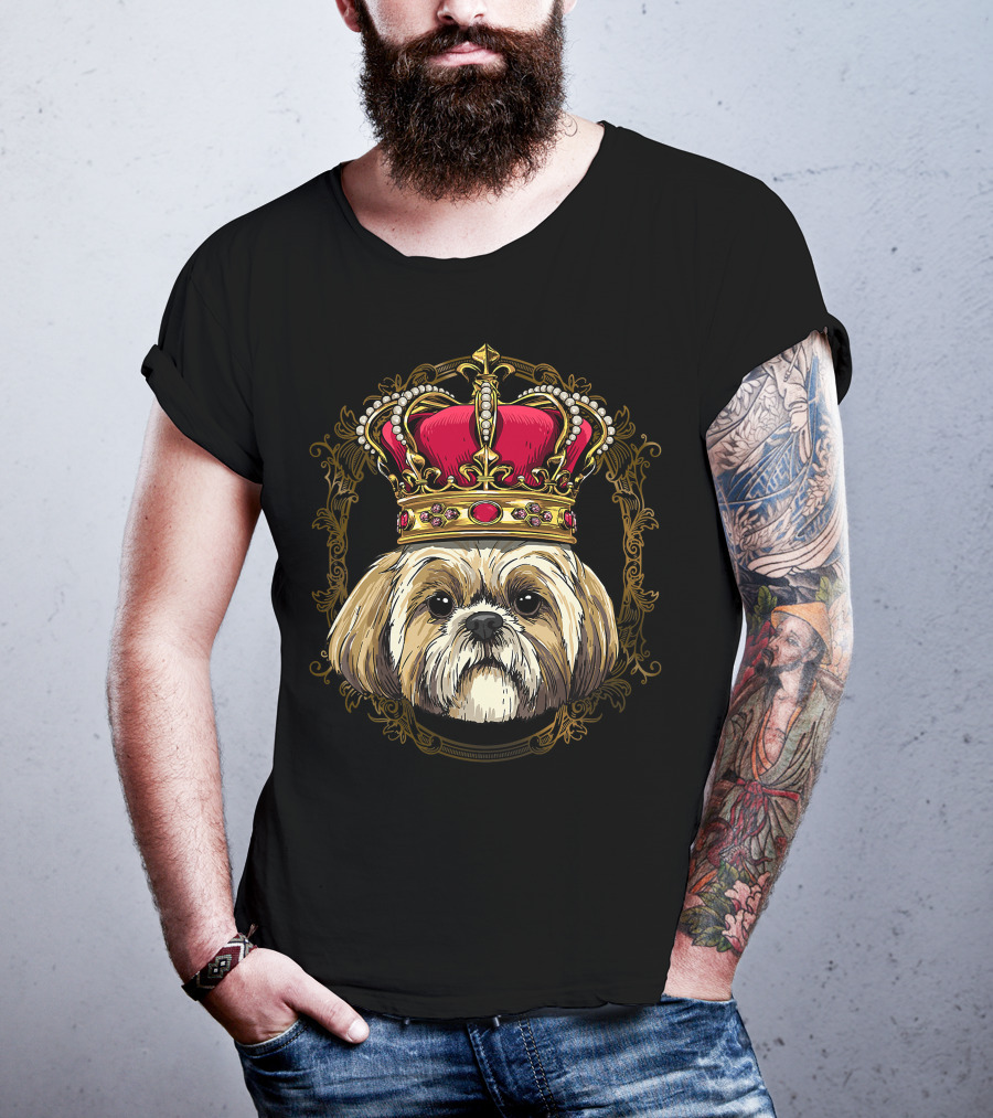 King Shih Tzu Crowned Portrait Queen Shih Tzu Dog T-Shirt