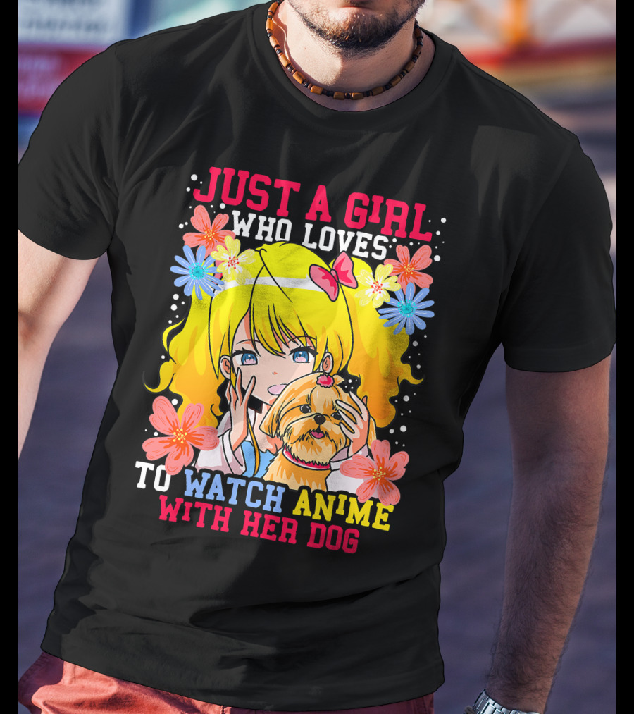 Just A Girl Watch Anime With Her Dog Shih Tzu Pup Manga T-Shirt