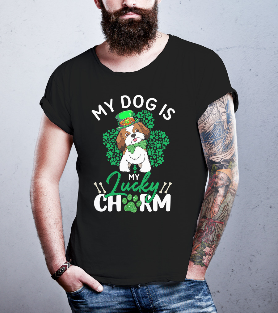 My Shih Tzu Lucky Charm Dog Lover St Patrick's Day T-Shirt