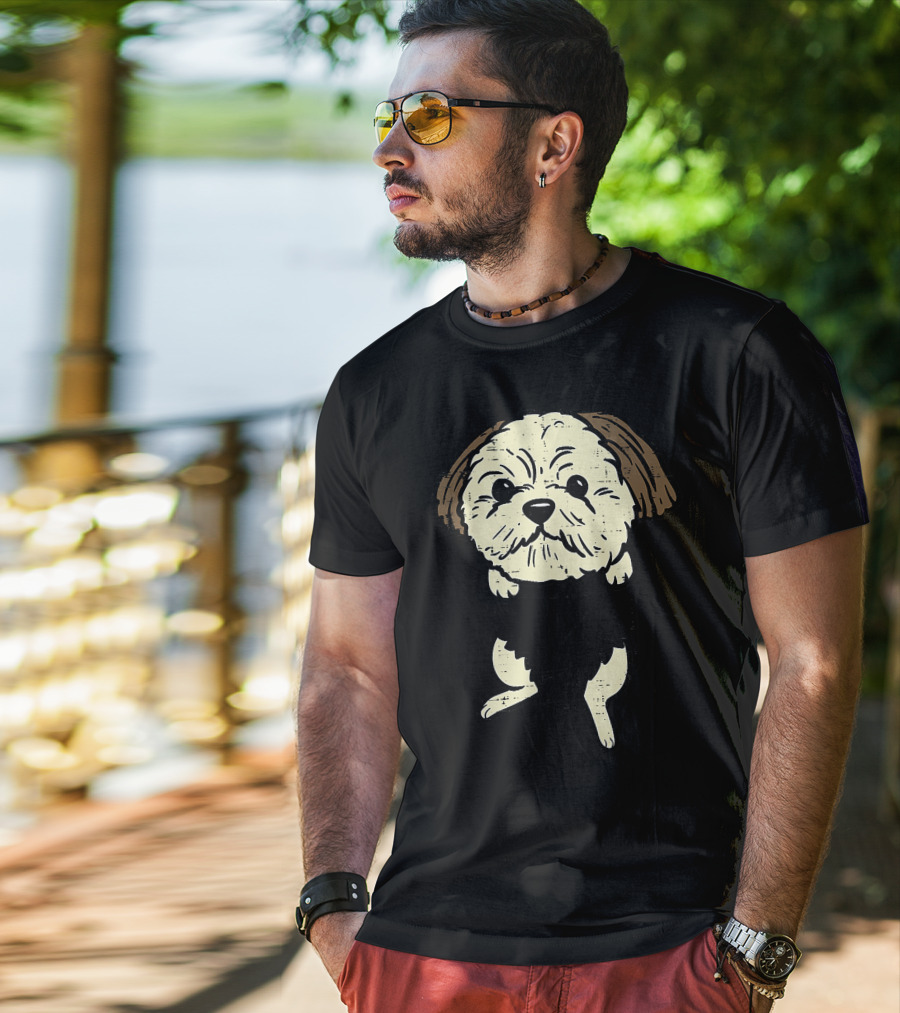 Shih Tzu Pocket Feet Cute Animal Pet T-Shirt
