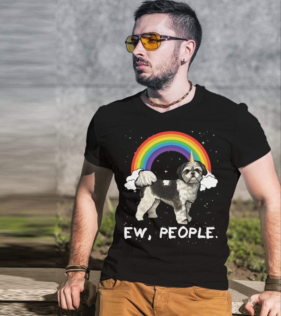 Rainbow Shih Tzu Unicorn Ew People T-Shirt