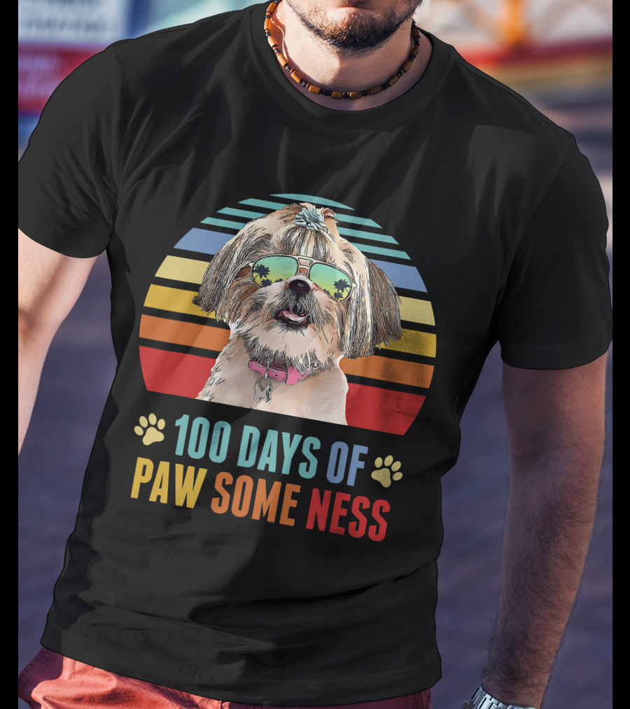 100 Days Of Pawsomeness Shih Tzu Dog T-Shirt