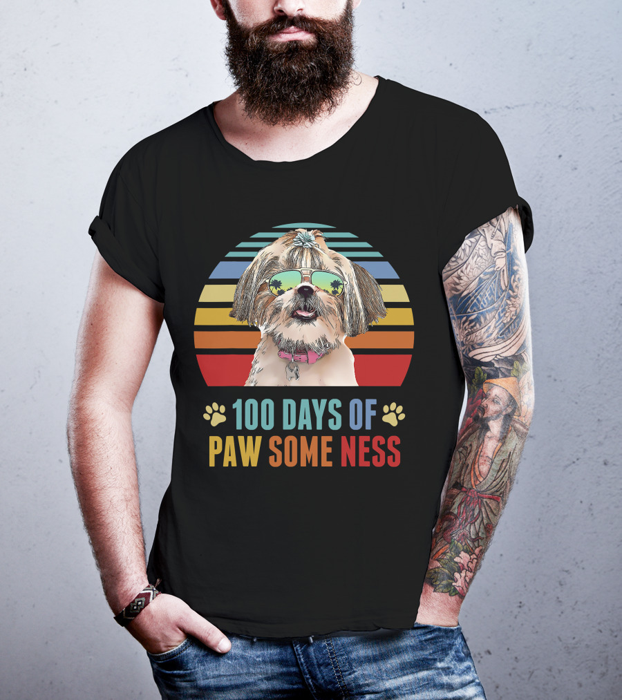 100 Days Of Pawsomeness Shih Tzu Dog T-Shirt