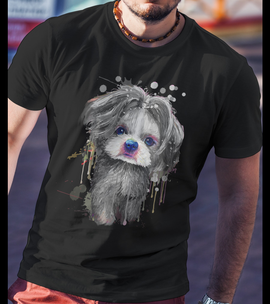 Adorable Shih Tzu Art For Proud Shih Tzu Mom Enthusiasts T-Shirt