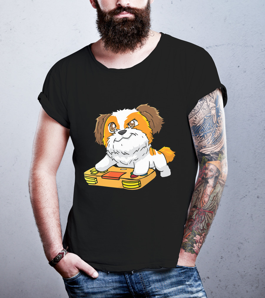 Shih Tzu Kawaii Dog Playing Video Game For Gamers And Dog Lovers T-Shirt
