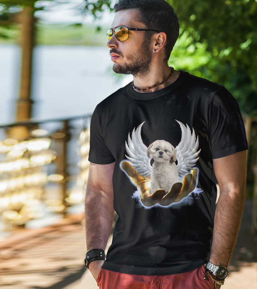 Shih Tzu God Golden Hand Heaven Wings Mens Womens T-Shirt