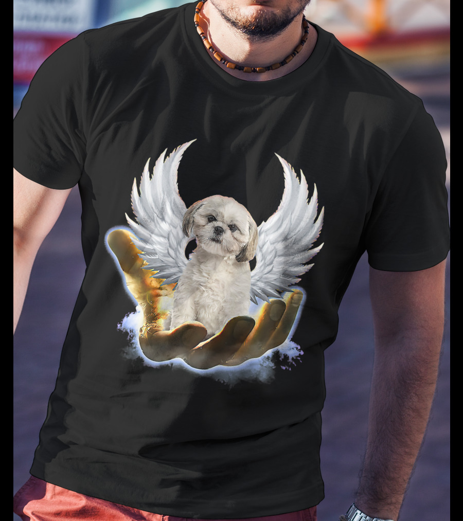 Shih Tzu God Golden Hand Heaven Wings Mens Womens T-Shirt