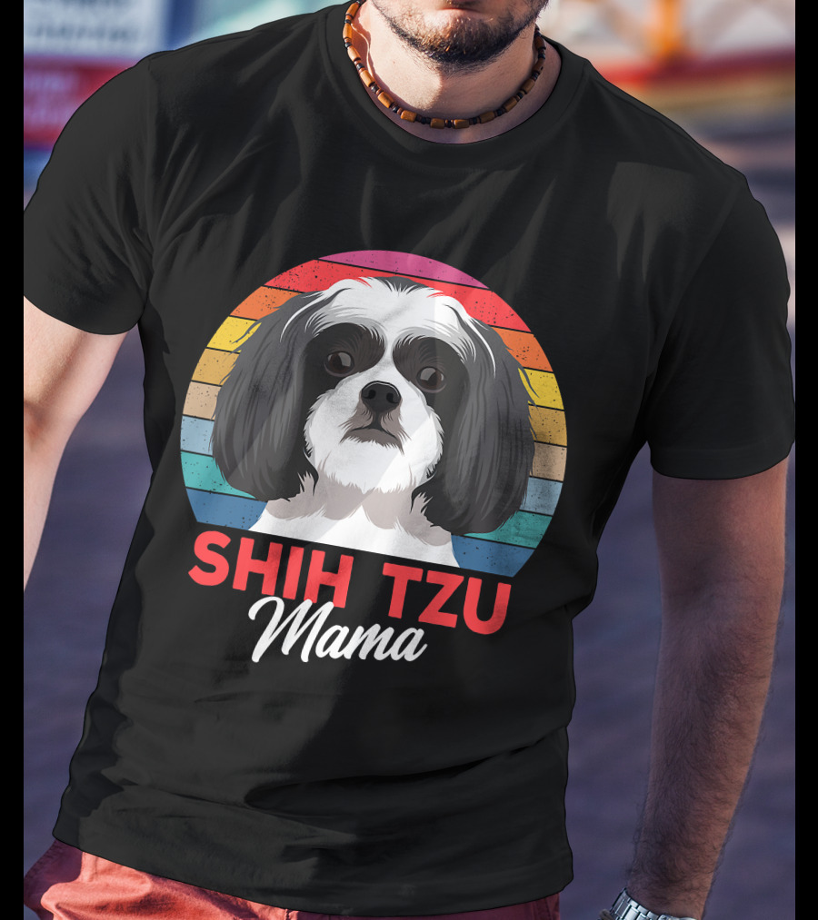 Shih Tzu Mama Cute Shih Tzu Dog Mom Retro T-Shirt