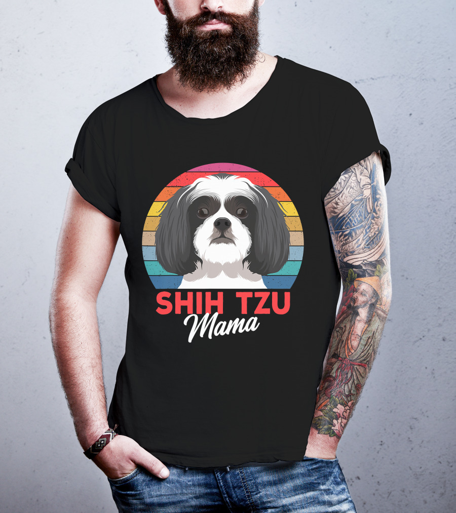 Shih Tzu Mama Cute Shih Tzu Dog Mom Retro T-Shirt