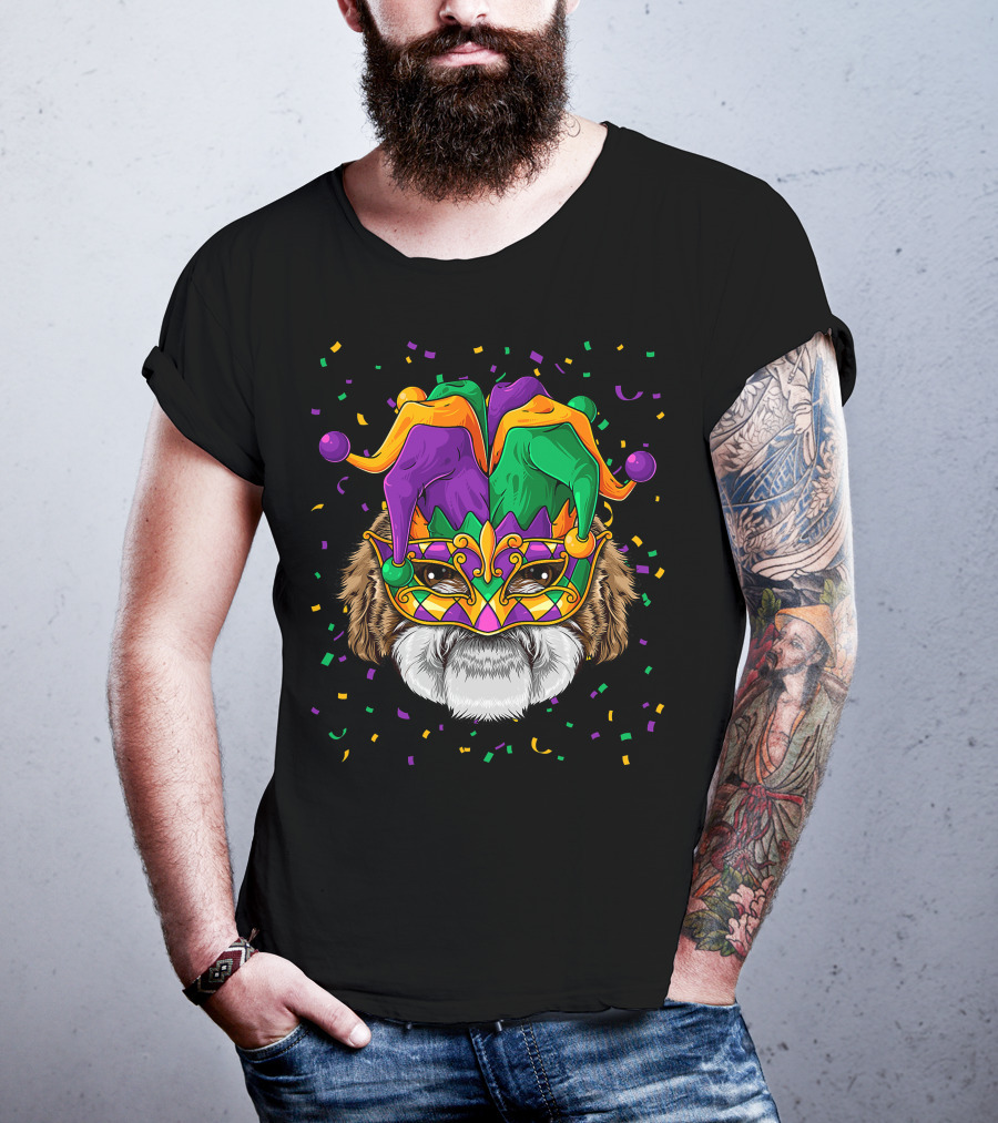 Shih Tzu Dog Mardi Gras Carnival Jester Festi T-Shirt