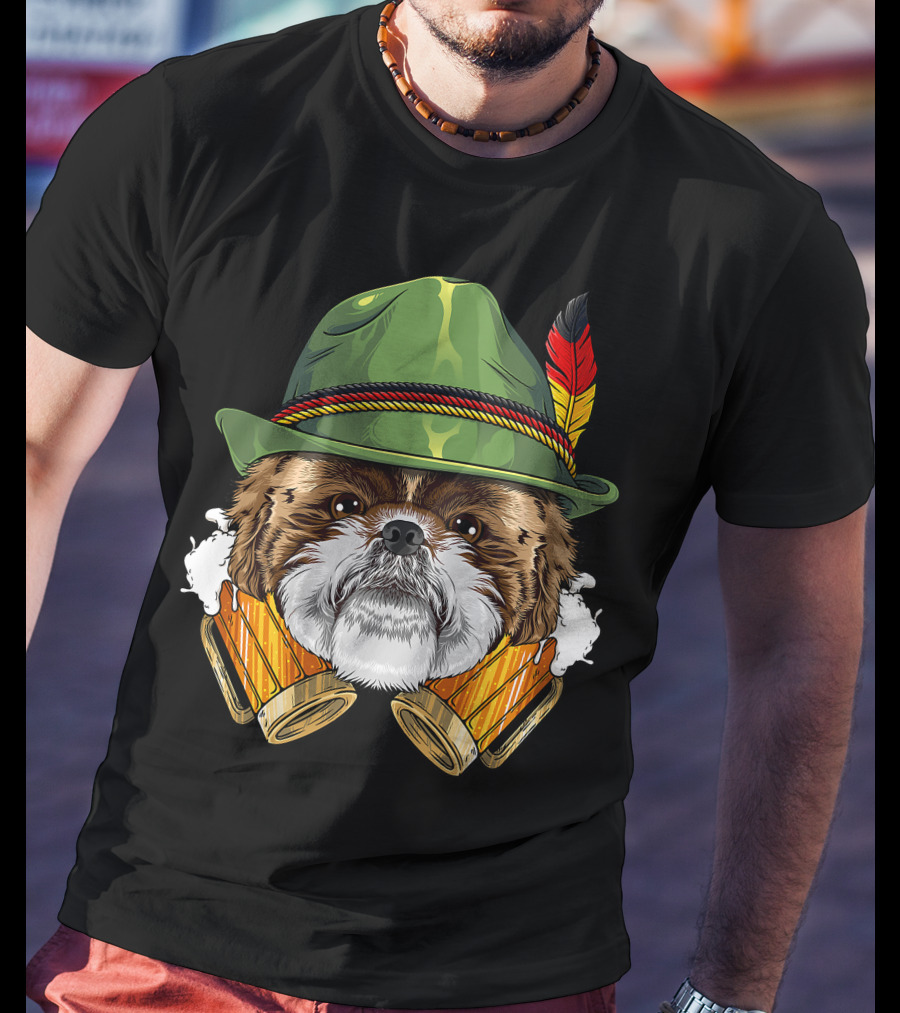 Shih Tzu Oktoberfest Beer Fest Lederhosen German T-Shirt