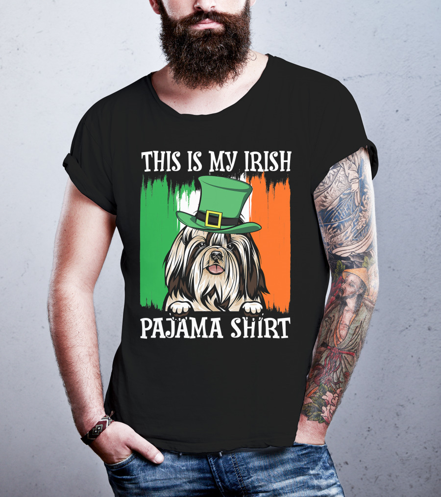 St Patrick's Day Shih Tzu Irish Flag Hat Pajama Vibe T-Shirt