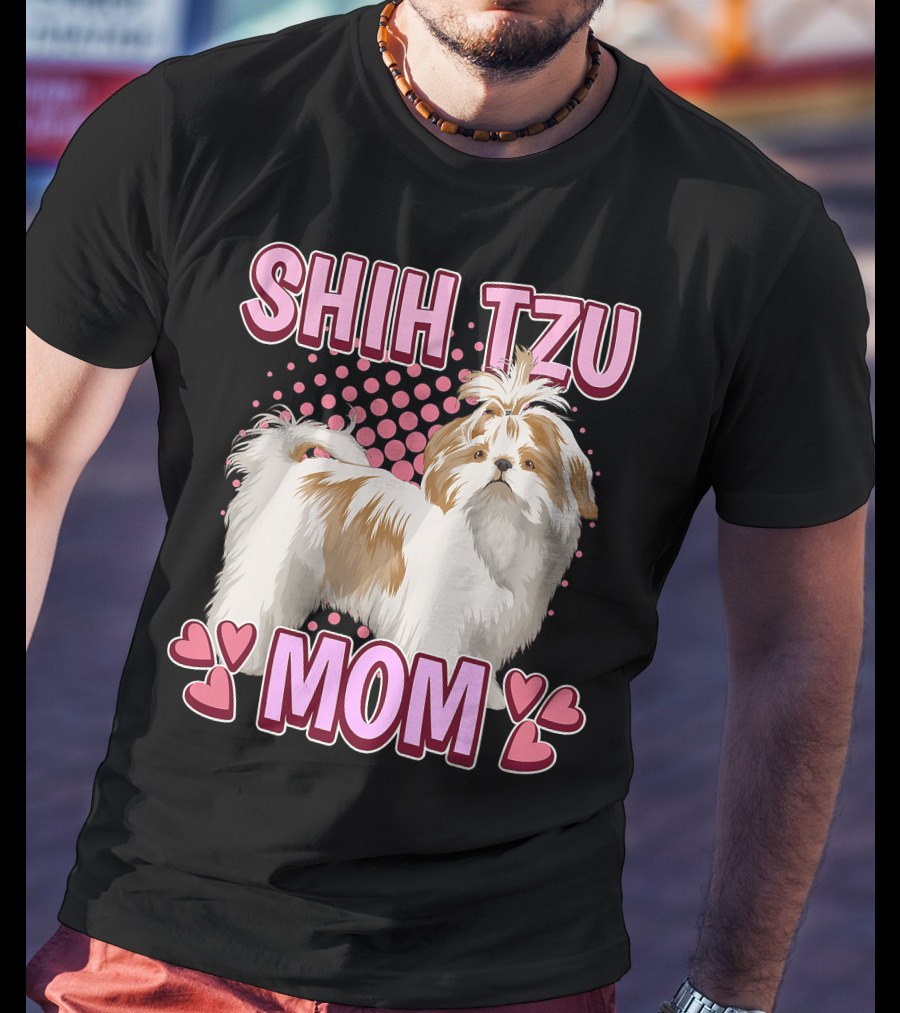 Shih Tzu Mom With Heart Accents T-Shirt