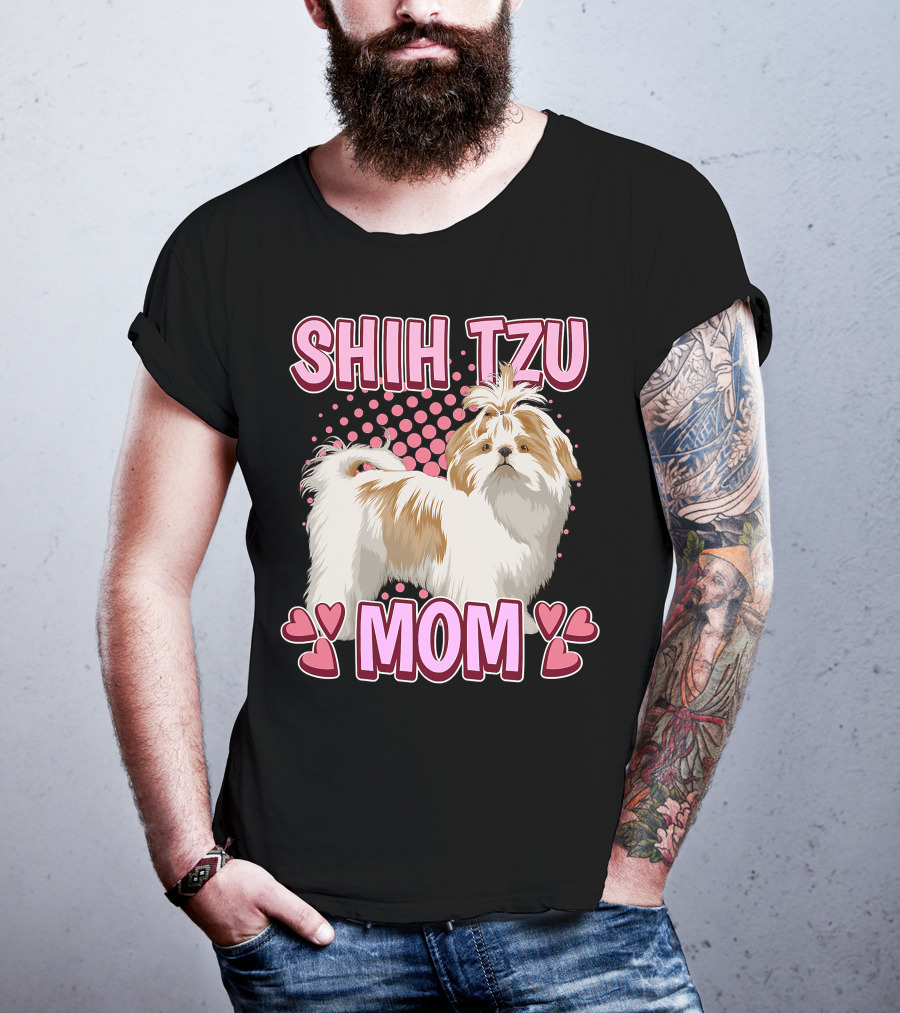 Shih Tzu Mom With Heart Accents T-Shirt