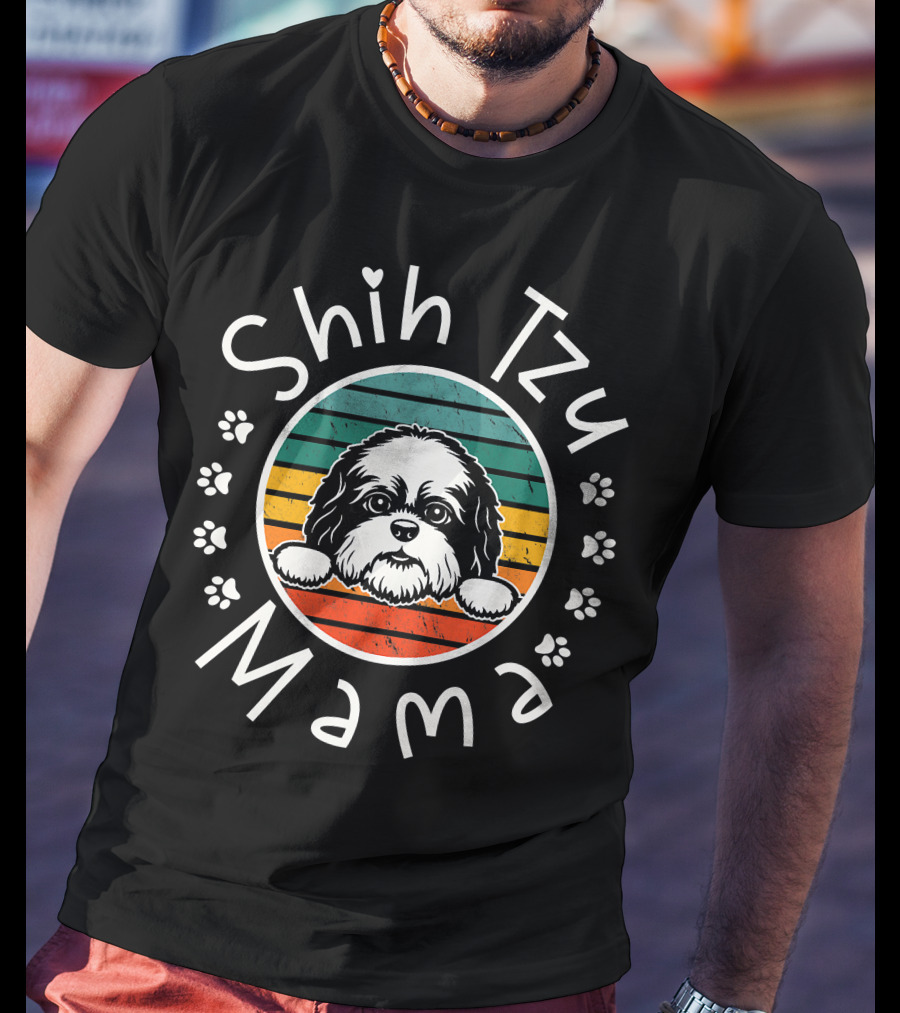 Shih Tzu Mama Vintage Style Shih Tzu Lover T-Shirt