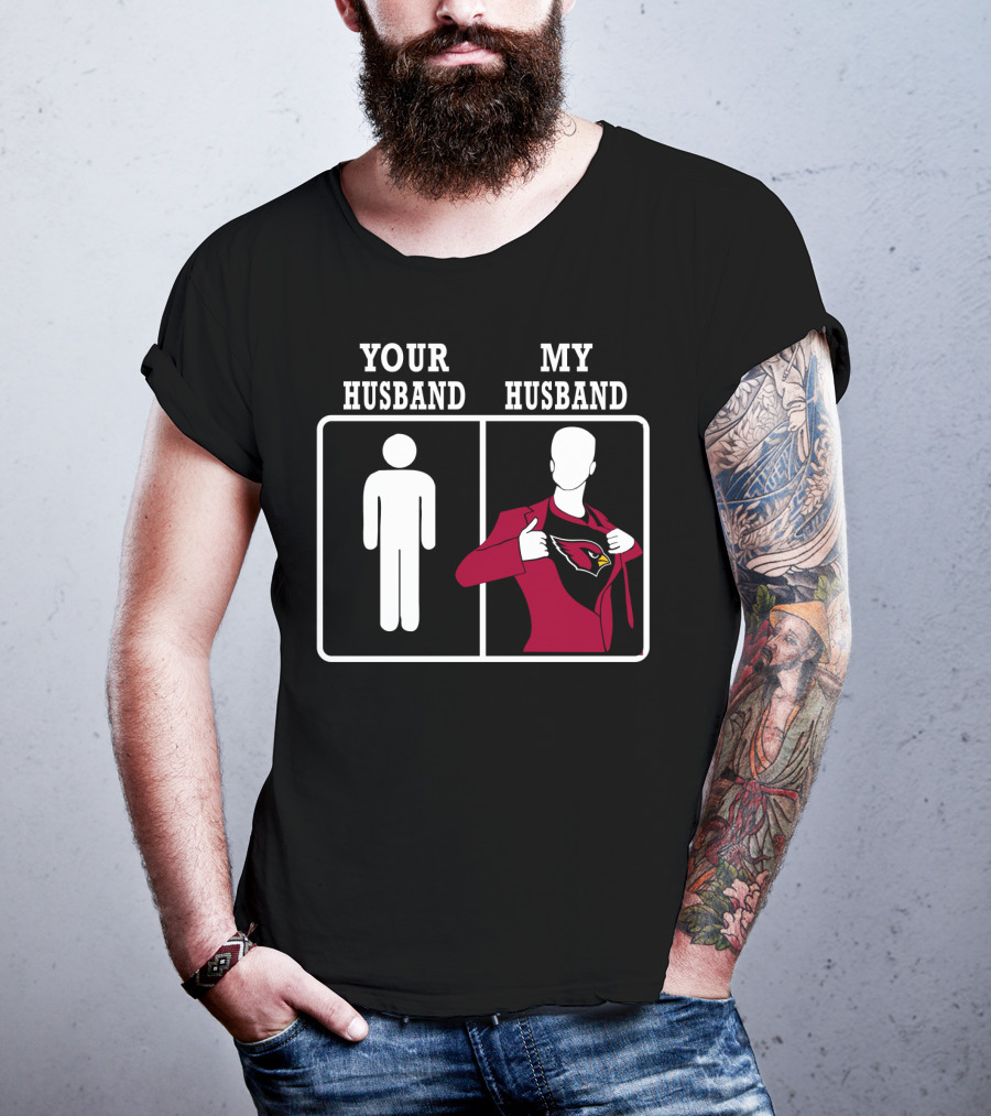 Your Husband My Husband Arizona Cardinals Logo Superman Style T-Shirt