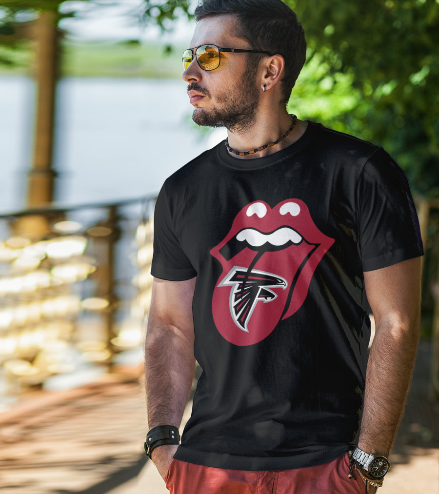 Atlanta Falcons Rolling Stones Tongue Logo Mashup T-Shirt