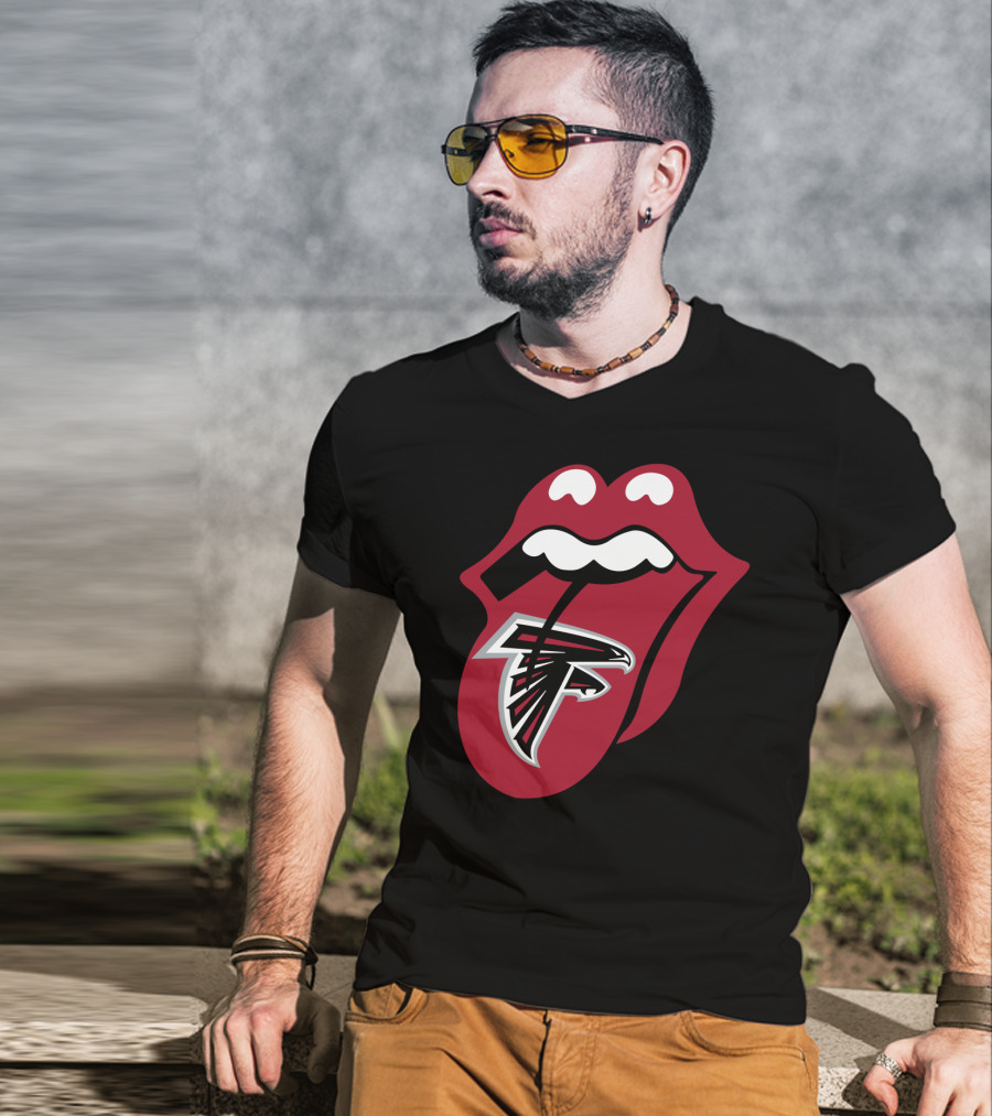 Atlanta Falcons Rolling Stones Tongue Logo Mashup T-Shirt
