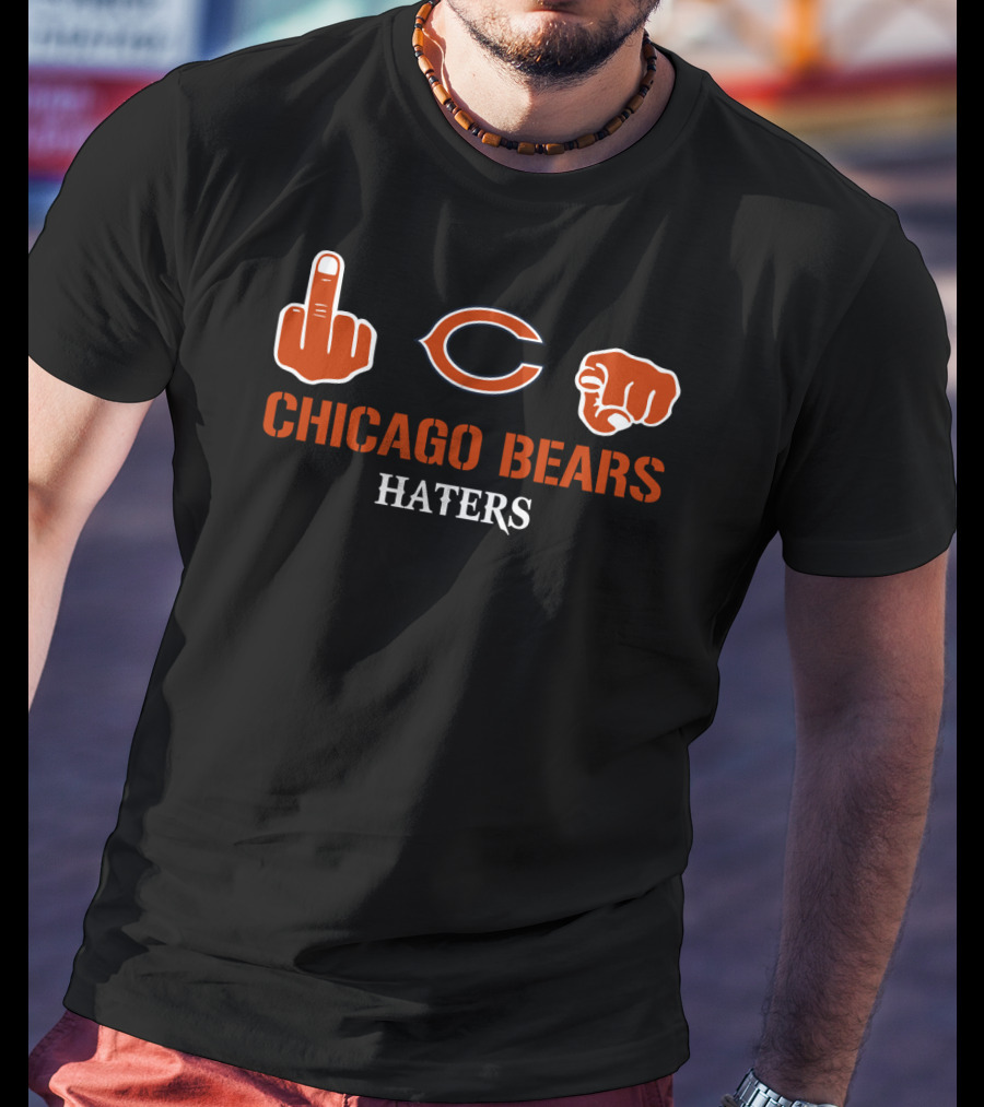 Chicago Bears Haters Middle Finger Logo Fist T-Shirt