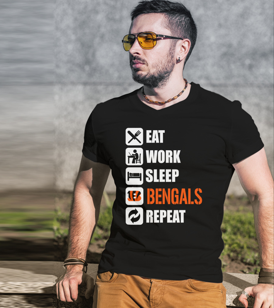 Eat Work Sleep Bengals Repeat T-Shirt