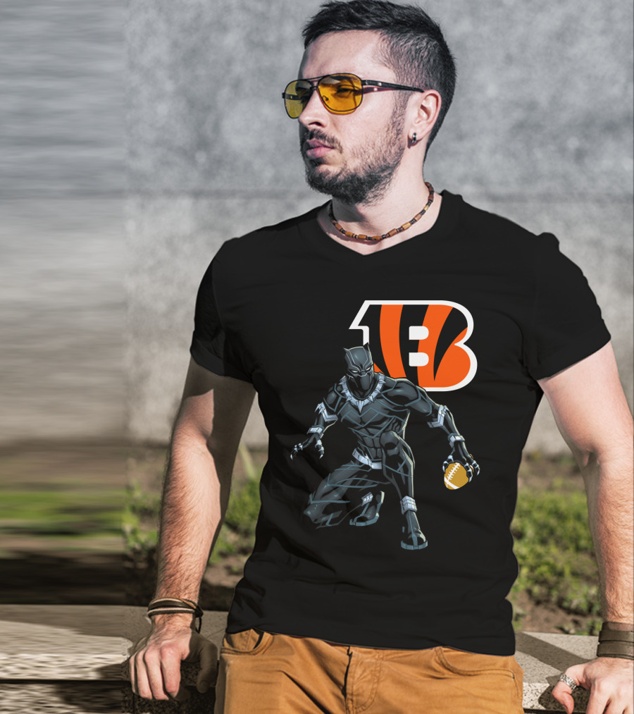 Cincinnati Bengals Black Panther Football T-Shirt