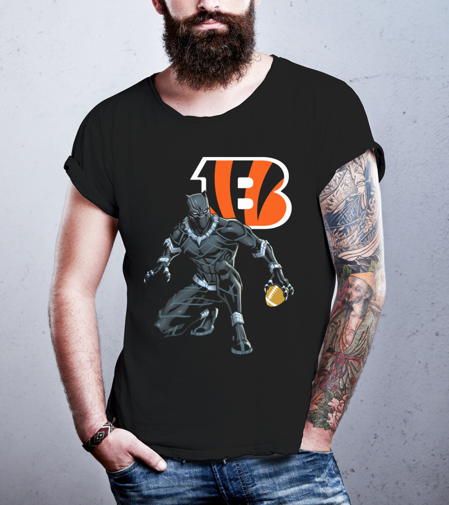 Cincinnati Bengals Black Panther Football T-Shirt