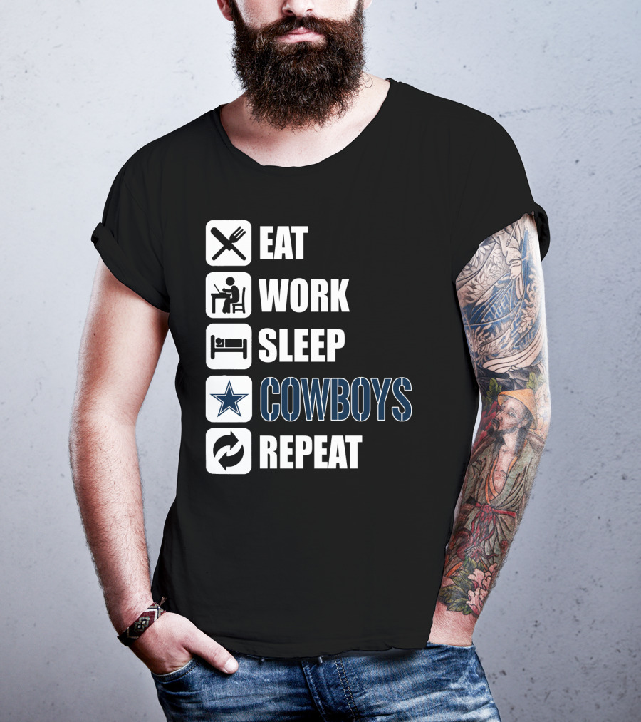 Eat Work Sleep Cowboys Repeat T-Shirt