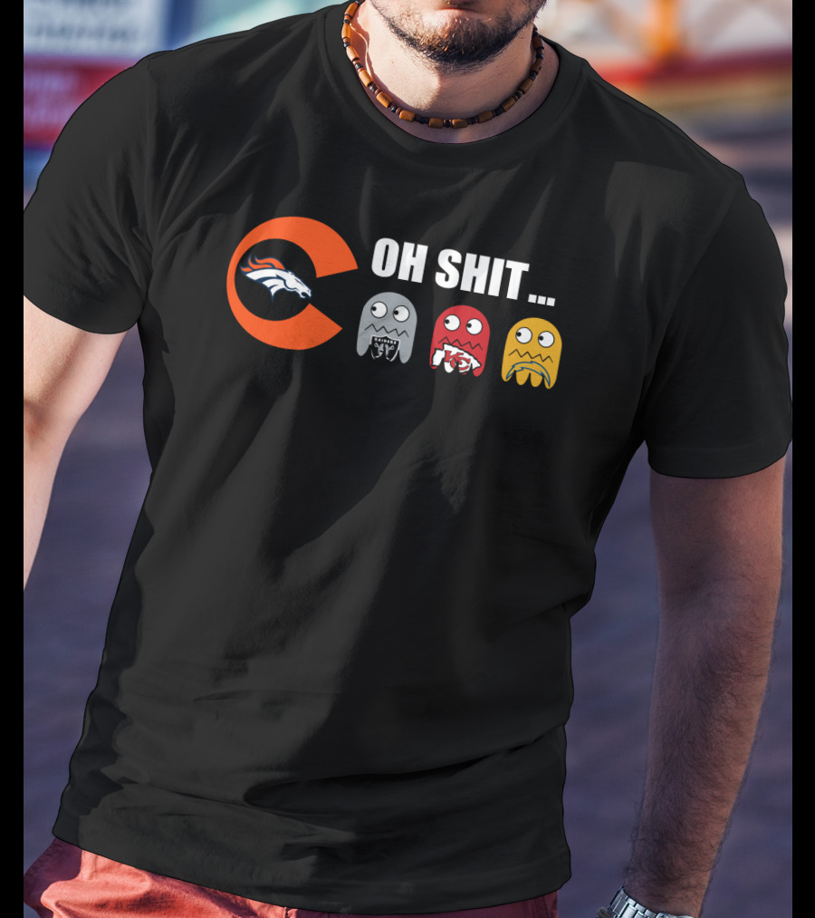 Denver Broncos Oh Shit Pac-Man Ghosts T-Shirt