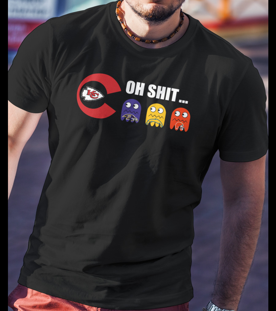 Kansas City Chiefs Oh Shit Pac-Man Ravens Steelers Browns T-Shirt