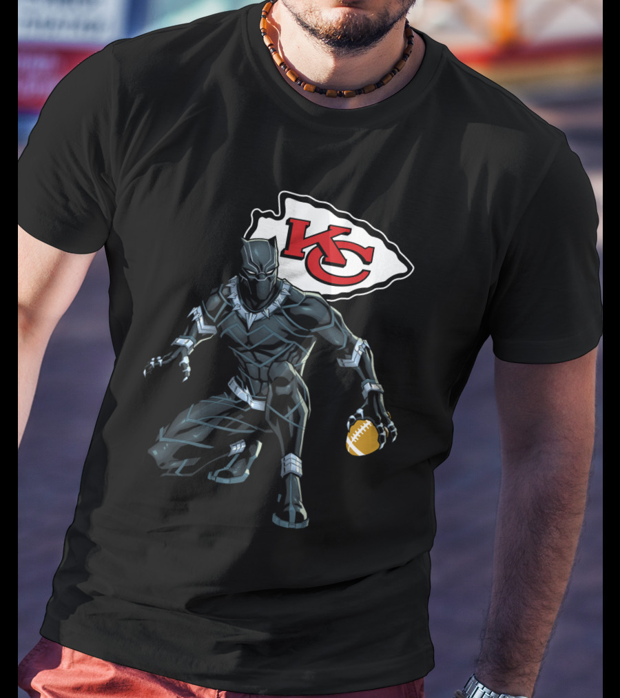 Kansas City Chiefs Black Panther Football Fusion T-Shirt
