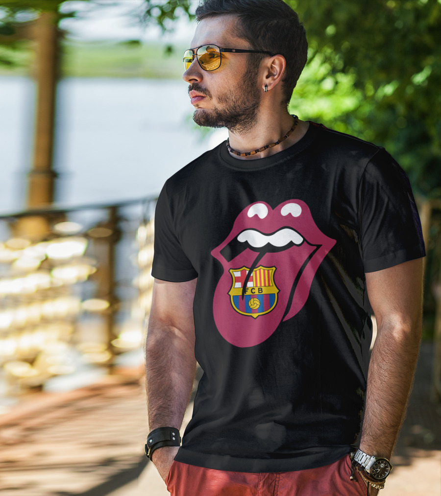 Barcelona Fcb Rolling Stones Logo Fusion T-Shirt