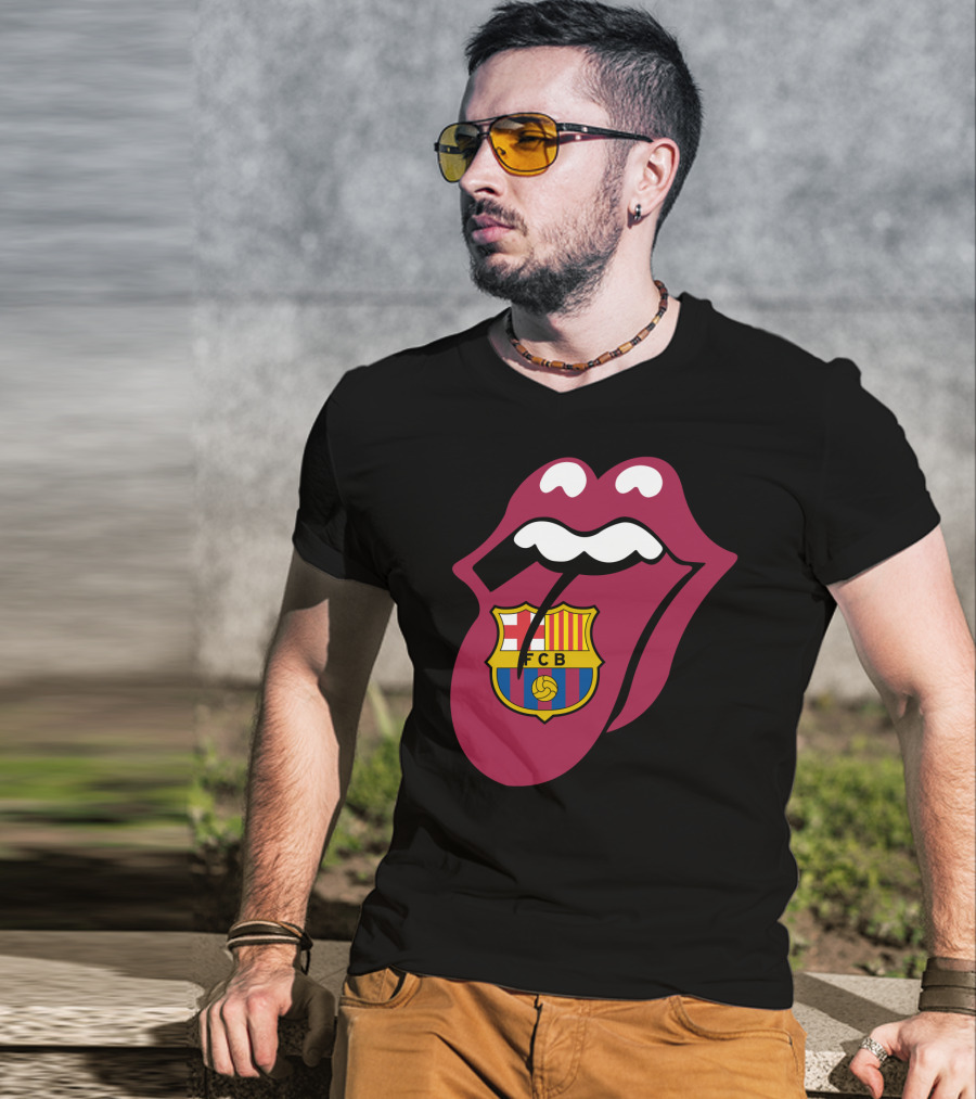 Barcelona Fcb Rolling Stones Logo Fusion T-Shirt