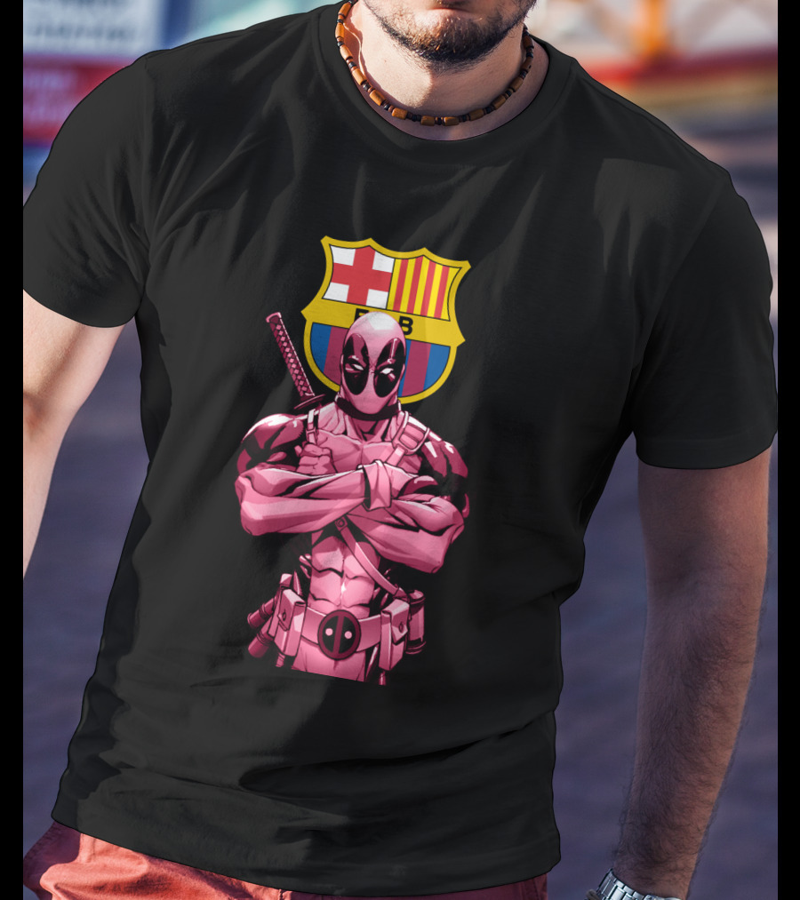 Barcelona Deadpool Fc Crest Crossover T-Shirt